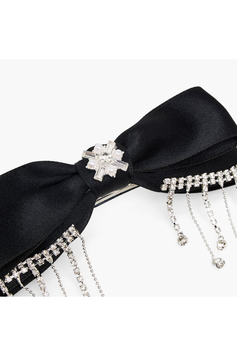 LIFESTYLE Bow Barrette Hair Clamp with Pearl Embellishment - Image 2